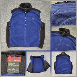 VTG 90s Helly Hansen Mens L Large‎ Fleece Full Zip Blue Black Vest Jacket